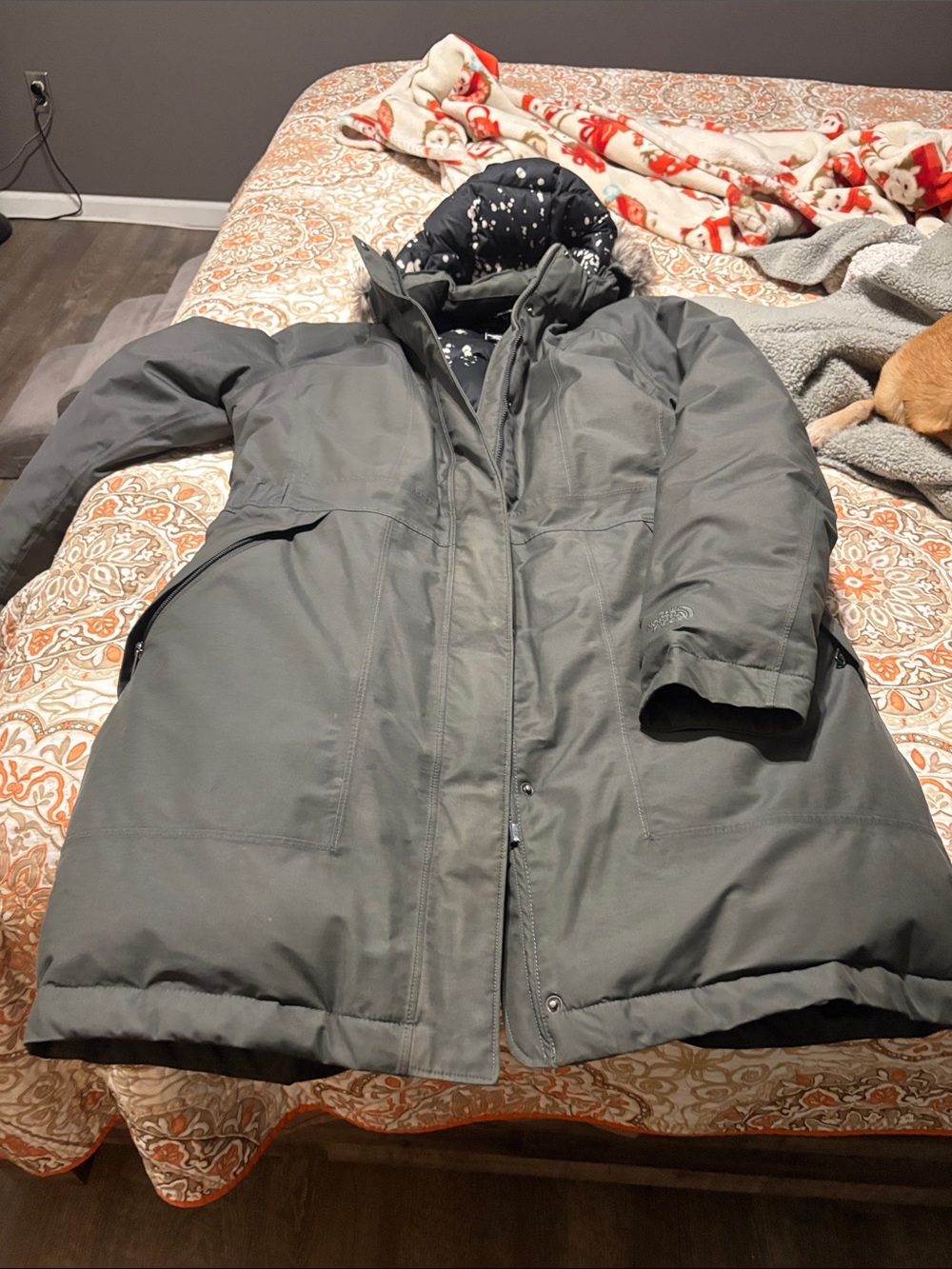 Women's Long Insulated Winter Coat - Gray.. Northface